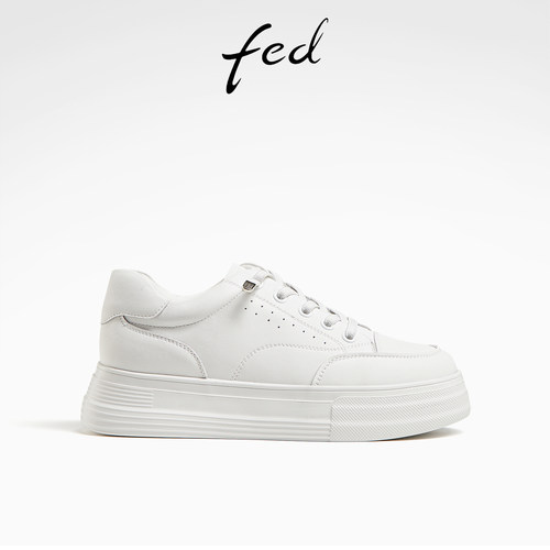 fed一脚蹬休闲鞋春季新款女鞋厚底板鞋经典小白鞋女D0127-ZCA261