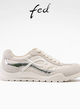 fed甜酷次元真皮女鞋2026春季新款平底复古休闲运动板鞋德训鞋女