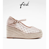 夏季 R0515 新款 时尚 fed厚底凉鞋 女款 女鞋 网面麻绳坡跟凉鞋 YAB655