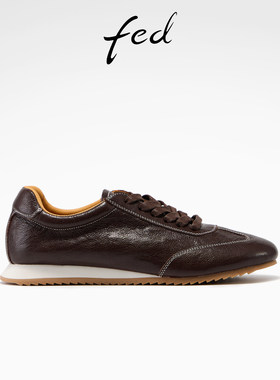 fed墨履归途德训鞋女春季新款女鞋真皮休闲鞋厚底阿甘鞋女款ZC003