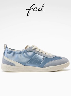 fe蓝色徳训鞋春季新款女鞋瓷釉方笺休闲鞋软底时尚板鞋女款ZC261