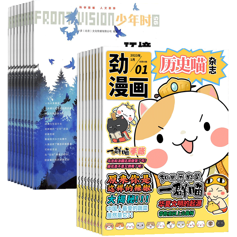 包邮 历史喵+少年时杂志组合 2026年1月起订 全年订阅 青少年科普百科全书  中小学生课外阅读书籍科技科学探索期刊杂志铺