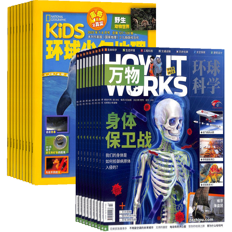 万物+环球少年地理KiDS 杂志组合2026年6月起订共24期 杂志铺 全年订阅青少年科普百科全书中小学生课外阅读科学书籍