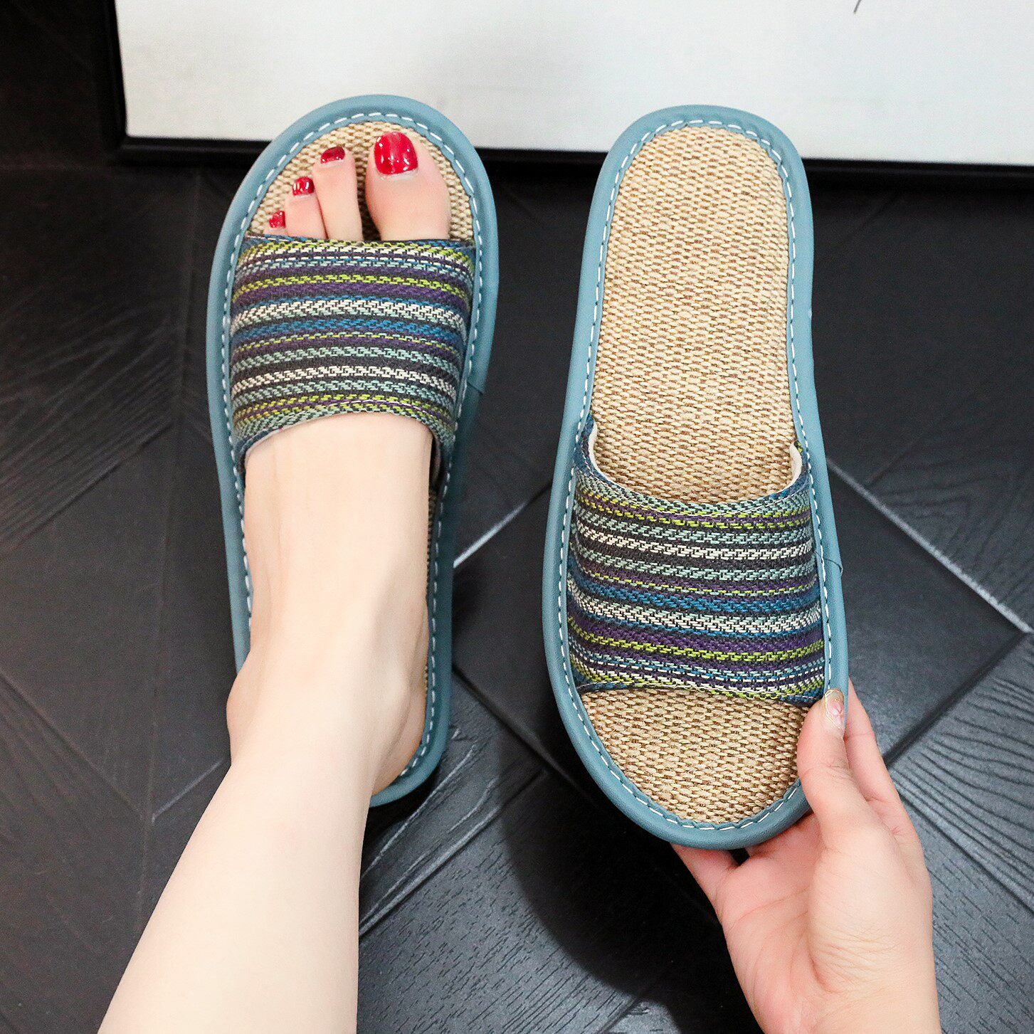 居家用布夏季男女情侣家居吸汗室内透气亚麻软底防滑四季静音拖