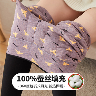 蚕丝加绒加厚打底裤女秋冬高腰显瘦弹力东北保暖裤踩脚外穿保暖裤