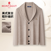 开衫 外套秋冬翻领毛衣针织衫 25冬季 梦特娇男士 新款 加厚保暖上衣Z