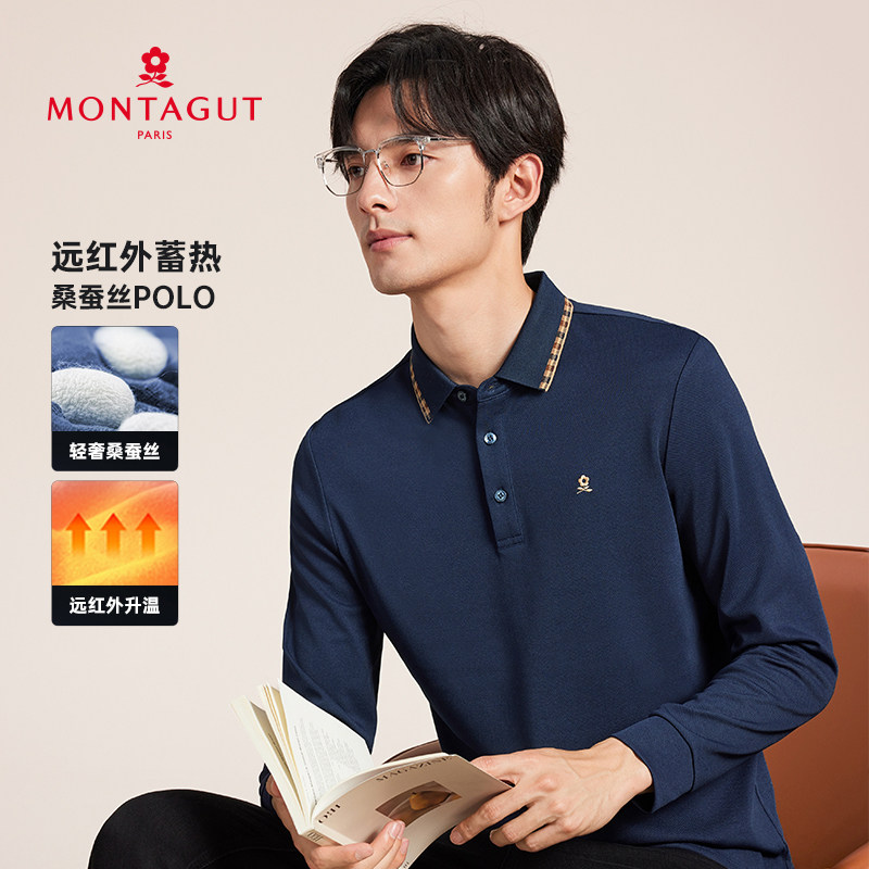 梦特娇商务polo衫秋季长袖