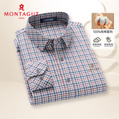上衣寸衫 100%长绒棉 26年新款 春秋季 梦特娇男士 休闲格纹纯棉衬衫