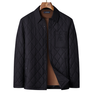 [绵羊毛填充/菱形格]梦特娇秋冬男士棉衣翻领夹克外套棉服保暖厚J