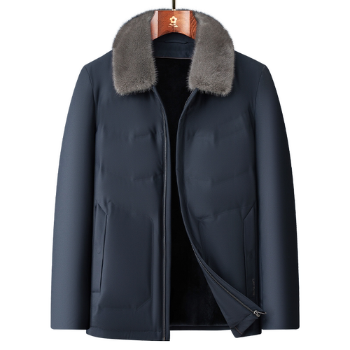 [水貂毛领/兔毛皮内胆]梦特娇冬季男士尼克服皮草外套羽绒服保暖J