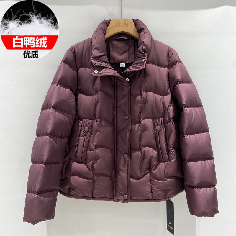 965高端品牌90绒羽绒服女士立领休闲保暖冬装小个子妈妈羽绒外套