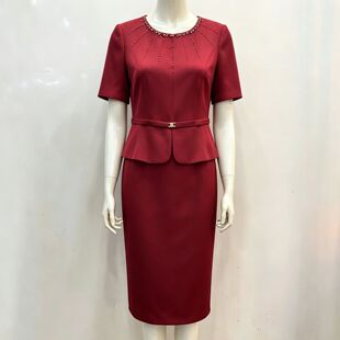 气质喜妈妈装结婚礼服连衣裙假两件显瘦喜婆婆婚宴装平时可穿