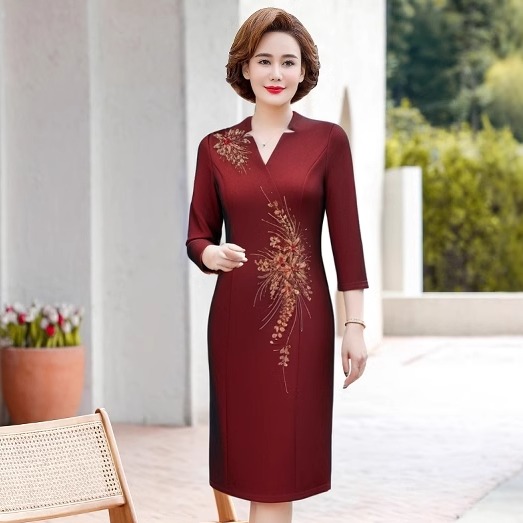 喜服结婚妈妈装连衣裙丈母娘喝酒宴会装高端手工钉珠喜婆婆晚礼服