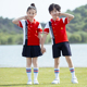 小学生运动会开幕式 班服中国风红色polot恤幼儿园六一儿童演出服