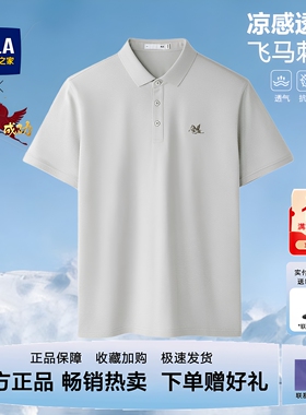 海澜之家休闲POLO衫男士2026新款大码刺绣翻领凉感爸爸短袖T灰色