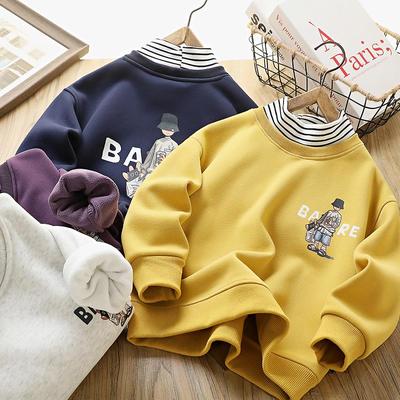 男童加绒卫衣潮酷儿童假两件上衣