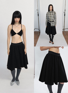 FUNKYFUN 2025AW 不规则波浪挺括大裙摆A字蓬蓬半身裙