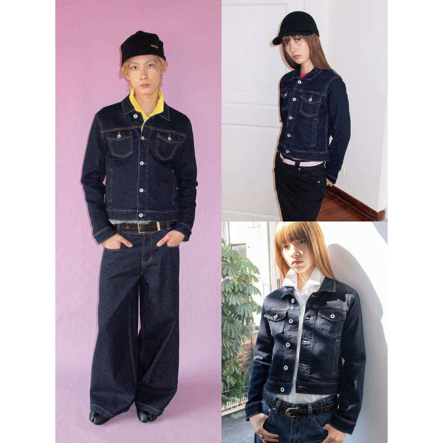 FUNKYFUN 原色牛仔小版型短款开衫翻领夹克外套