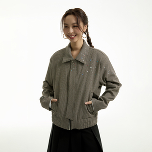 FUNKYFUN 千鸟格不规则彩色烫钻夹克外套 2024AW