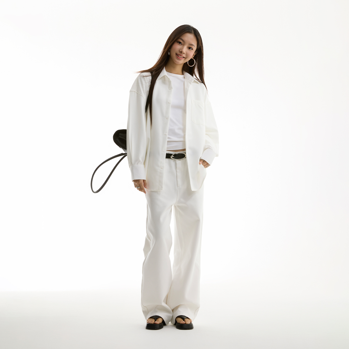 FUNKYFUN抗皱面料纯色阔型衬衫