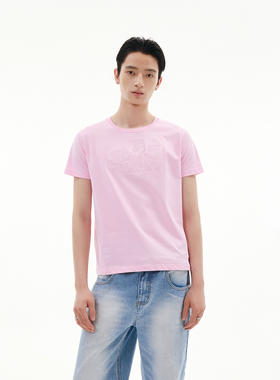 FUNKYFUN 2025SS 画框同色立体绣花宽松正肩短袖T恤