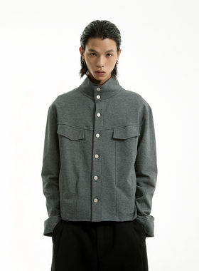 FUNKYFUN 2024AW 深花灰毛圈立领宽松夹克外套