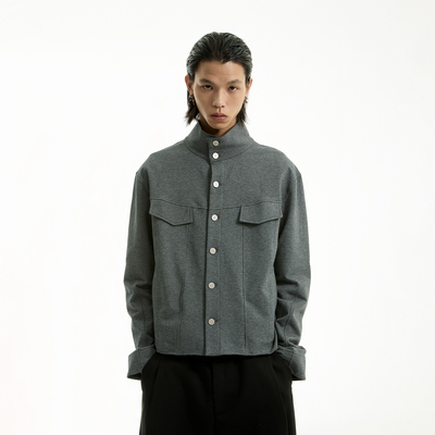 FUNKYFUN深花灰毛圈立领夹克