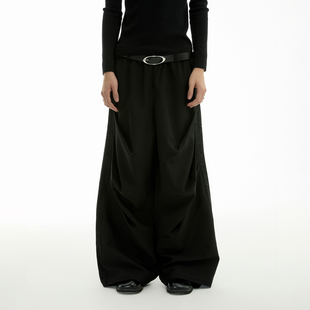 休闲裤 梯型倒褶设计蕾丝贴布廓形西裤 2024AW FUNKYFUN