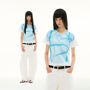 tee 光影透视扫描成品直喷印花正肩圆领短袖 FUNKYFUN 2025SS