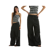 2025SS 黑灰条纹间隔排扣装 饰设计宽松西裤 FUNKYFUN 休闲裤