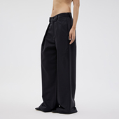 FUNKYFUN 休闲裤 2024AW 暗条纹大褶位阔型直筒西裤