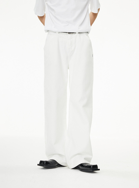 FUNKYFUN原创设计V字骨位牛仔裤纯色百搭显高显瘦男女基础款长裤