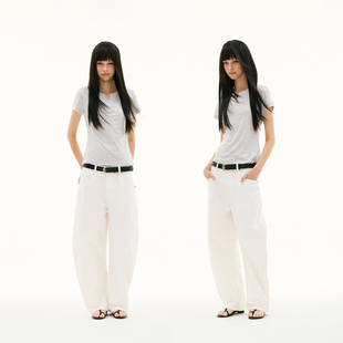 型正肩短袖 黑灰基础百搭宽v领收腰小版 tee 2025SS FUNKYFUN