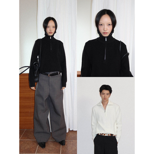 男女毛衣 黑白色宽松半拉链高领针织厚实质感长袖 FUNKYFUN 2025AW