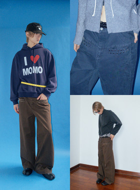 FUNKYFUN 星星铆钉装饰洗水做旧宽松直筒休闲裤工装裤