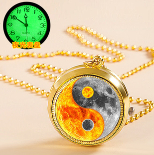 夜光旋转怀表项链手表挂表男女儿童学生表考试用表定制五行八卦图
