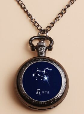 项链表定制脖子星座男女可小号表电子白羊座12黑色带项链照片怀表