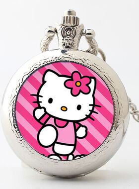 夜光卡通KT猫 Hello Kitty怀表手表项链表吊坠学生女生儿童可爱定