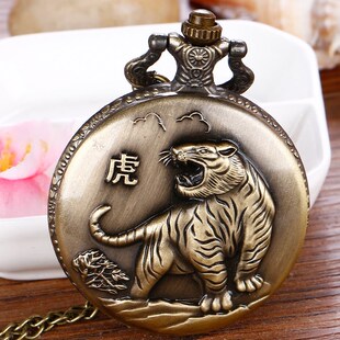 学生表经典复古翻盖怀表十二生肖表女项链表男学生石英表创意挂表