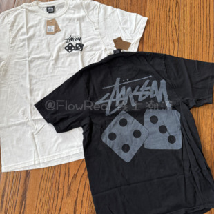现货 Stussy Dice Pigment Dyed 25SS新款水洗骰子印花短袖T恤