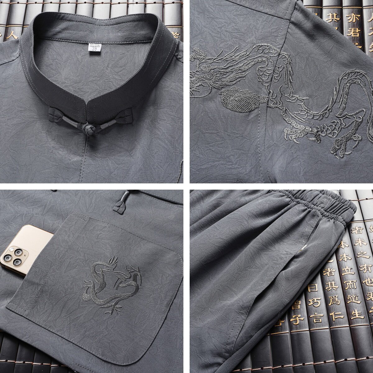 MIDDLE-AGED AND ELDERLY TANG COSTUME MENS SHORT-SLEEVED SUIT DADS SUMMER CLOTHES CHINESE STYLE ICE SILK GRANDPA SUMMER OLD PEOPLES CLOTHES THIN STYLE