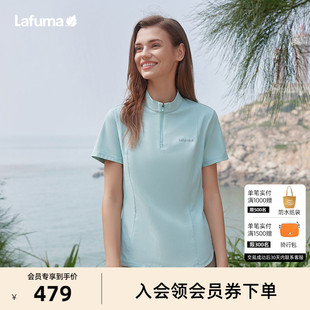 T恤男女半拉链运动polo衫 LAFUMA乐飞叶户外春夏吸湿速干立领短袖