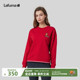 LAFUMA乐飞叶户外字母绣花红色卫男女情侣款 圆领套头上衣打底衫