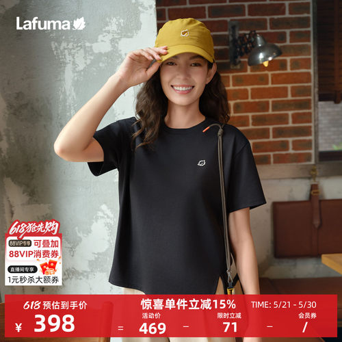 乐飞叶圆领宽松短袖T恤女