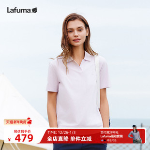 LAFUMA乐飞叶户外24夏凉感休闲通勤V领短袖 女翻领T恤上衣 POLO衫