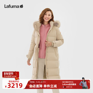 LAFUMA乐飞叶蓬松度700毛领鹅绒过膝长款时尚保暖防泼水羽绒服女