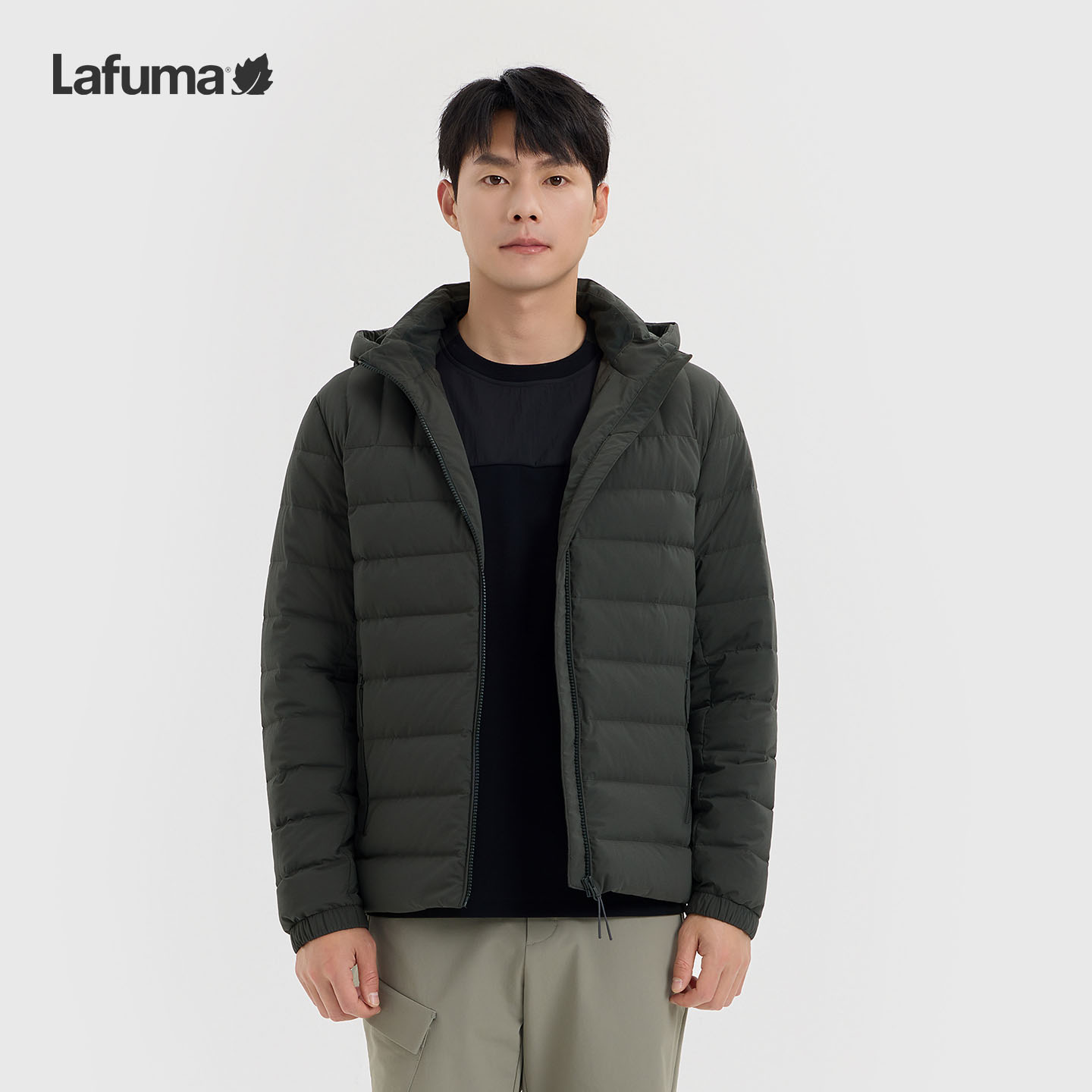 乐飞叶户外保暖连帽轻量羽绒服男