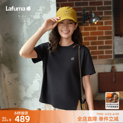 乐飞叶圆领宽松短袖T恤女
