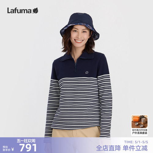 乐飞叶户外半拉链长袖T恤女