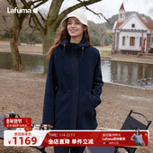 LAFUMA乐飞叶户外露营保暖抓绒衣女款 防风中长款 连帽摇粒绒外套